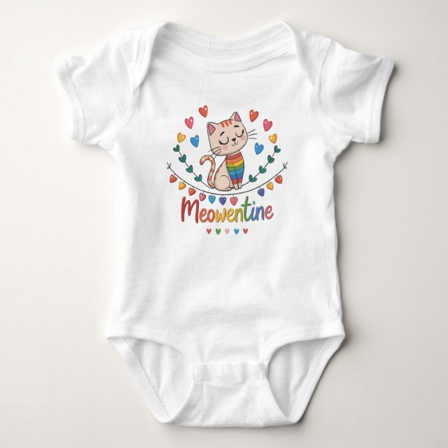 Happy Meowentine's Day Baby Clothes Baby Bodysuit (Front)