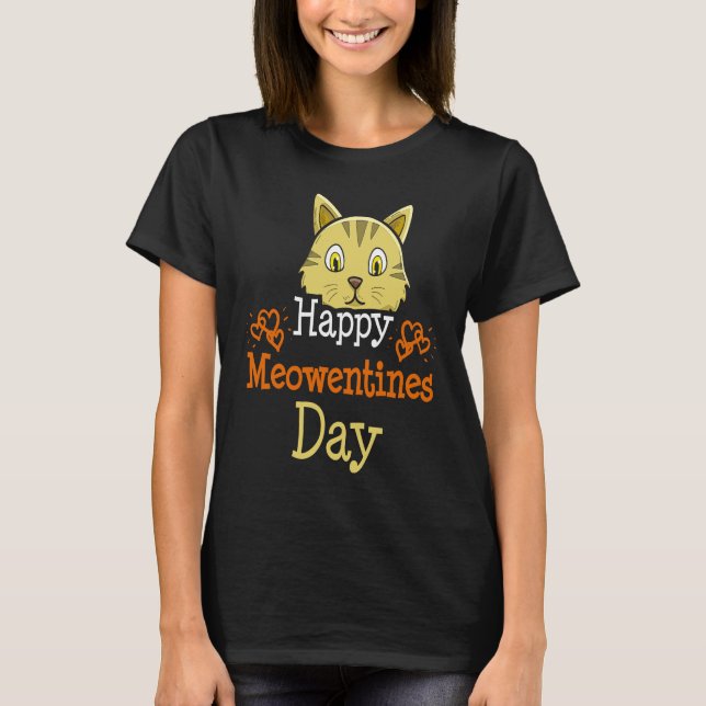 Happy Meowentines Day Cat Breeder Paw Love Valenti T-Shirt (Front)
