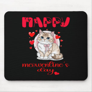 Happy Meowentines Day Cat Cute Valentine Heart Mouse Pad