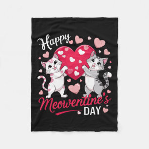 Happy Meowentine's Day Funny Cute Cat Lover Valent Fleece Blanket
