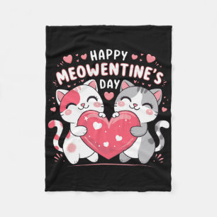 Happy Meowentine's Day Funny Cute Cat Lover Valent Fleece Blanket