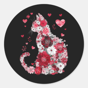 Happy Meowentines Day Funny Girls Cat Valentines Classic Round Sticker