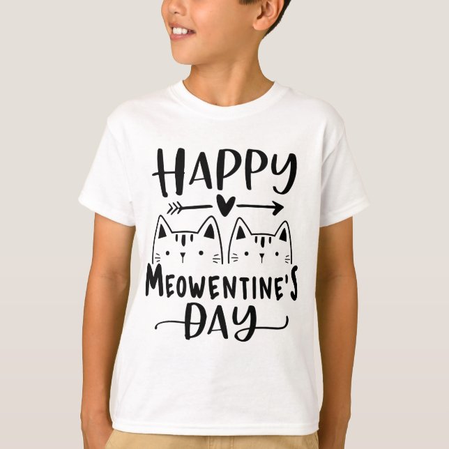 Happy Meowentine's Day Funny Valentine's Day Cat L T-Shirt (Front)