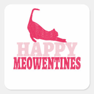 Happy Meowentines Funny cat lover valentine gift Square Sticker
