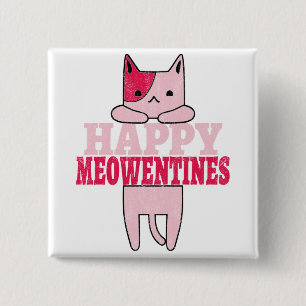 Happy Meowentines   Valentine's day gifts for her 15 Cm Square Badge