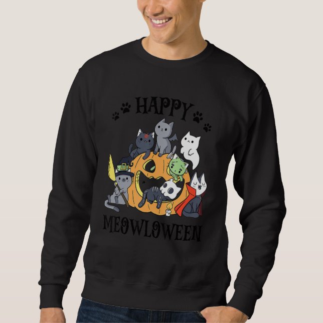 Happy Meowloween Cute Cat  Halloween Costume  Cats Sweatshirt (Front)