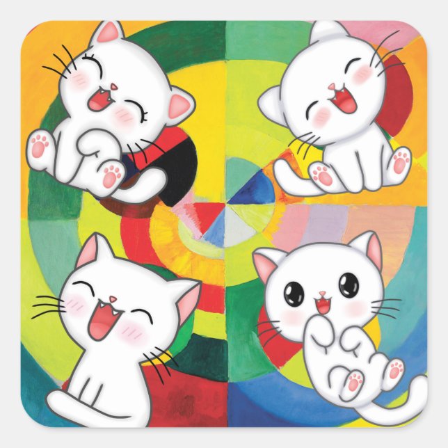 Happy Meows  Square Sticker (Front)