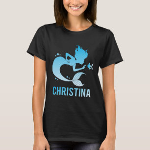 Happy Mermaid - Christina Name T-Shirt