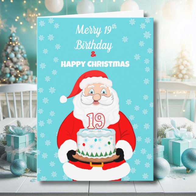 Happy Merry 19th Birthday Christmas Santa  Card (Creator Uploaded)