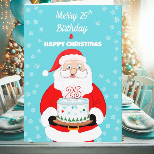 Happy Merry 25th Birthday Christmas Santa  Card (Creator Uploaded)