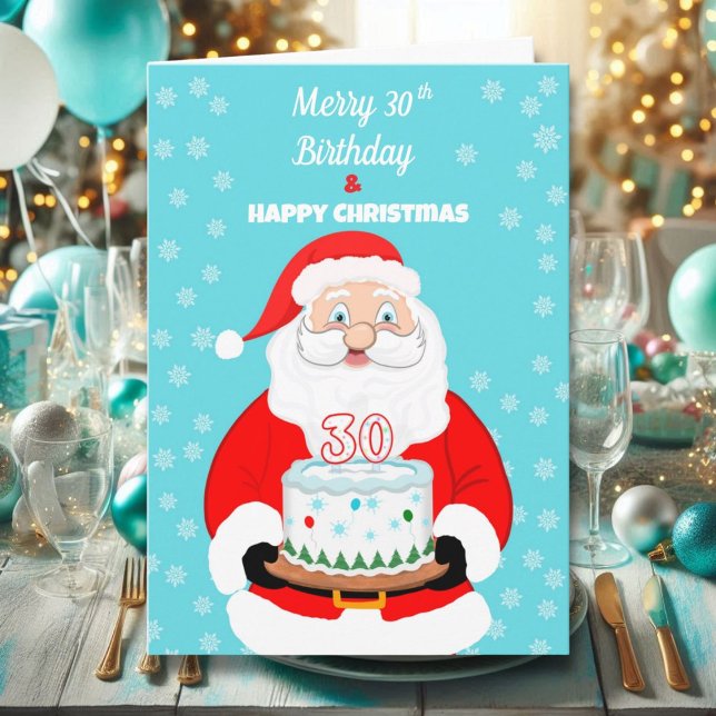 Happy Merry 30th Birthday Christmas Santa  Card (Creator Uploaded)
