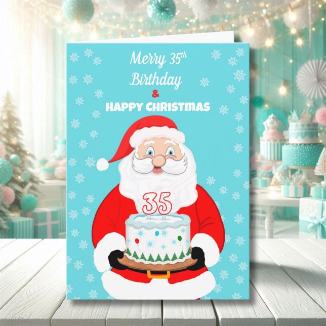 Happy Merry 35th Birthday Christmas Santa  Card (Creator Uploaded)