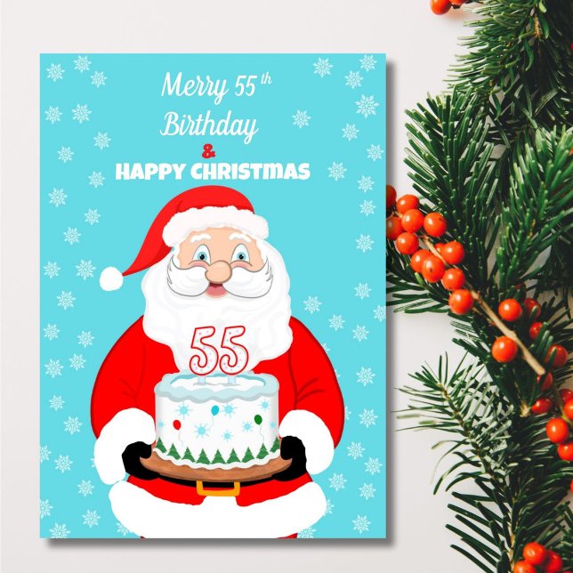Happy Merry 55th Birthday Christmas Santa  Card (Creator Uploaded)
