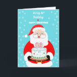 Happy Merry 80th Birthday Christmas Santa  Card<br><div class="desc">Celebrate a 80th Christmas birthday with festive cheer! This joyful card features Santa Claus holding a decorated birthday cake topped with a bold “80.” Blending the wonder of Christmas with the excitement of a milestone birthday,  it’s the perfect way to share holiday sparkle and birthday happiness all in one.</div>