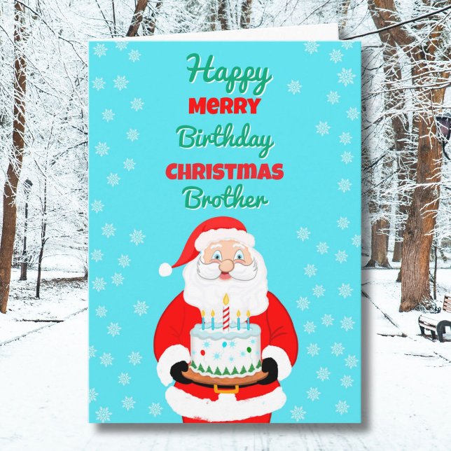 Happy Merry Birthday Christmas Santa Brother Card (Creator Uploaded)