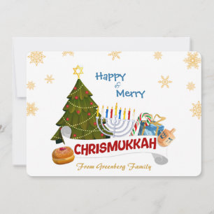 Happy & Merry Chrismukkah with Menorah & Xmas Tree Holiday Card