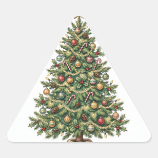 Happy merry christmas day triangle sticker