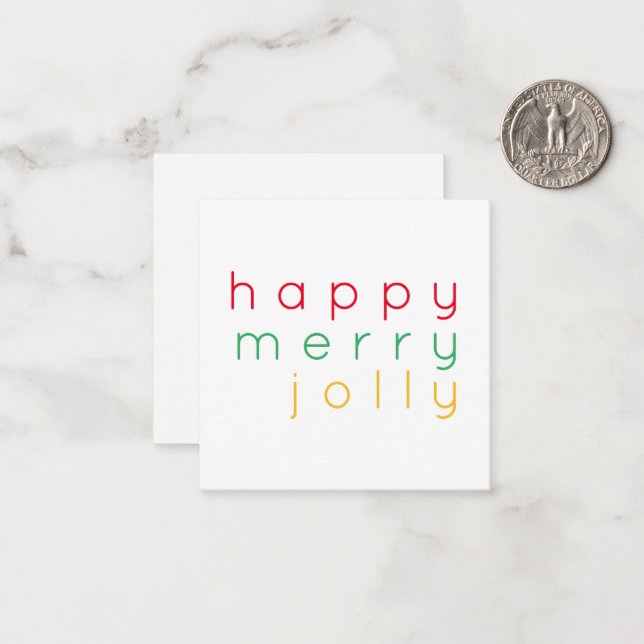 HAPPY MERRY JOLLY 2.5" Square Flat Note Card (Front/Back In Situ)