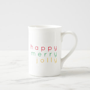HAPPY MERRY JOLLY Bone China Mug