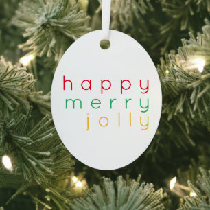 HAPPY MERRY JOLLY Metal Square Ornament