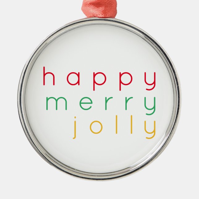 HAPPY MERRY JOLLY Premium Round Ornament (Front)