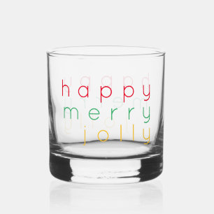 HAPPY MERRY JOLLY Rocks Glass