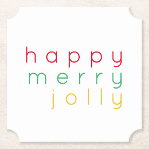 HAPPY MERRY JOLLY Ticket Paper Coasters