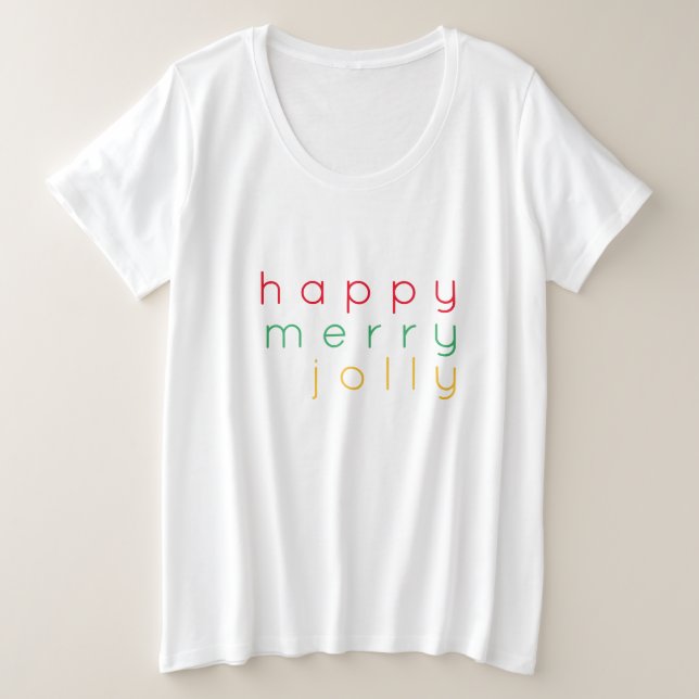 HAPPY MERRY JOLLY Women's Plus Size T-Shirt (Design Front)