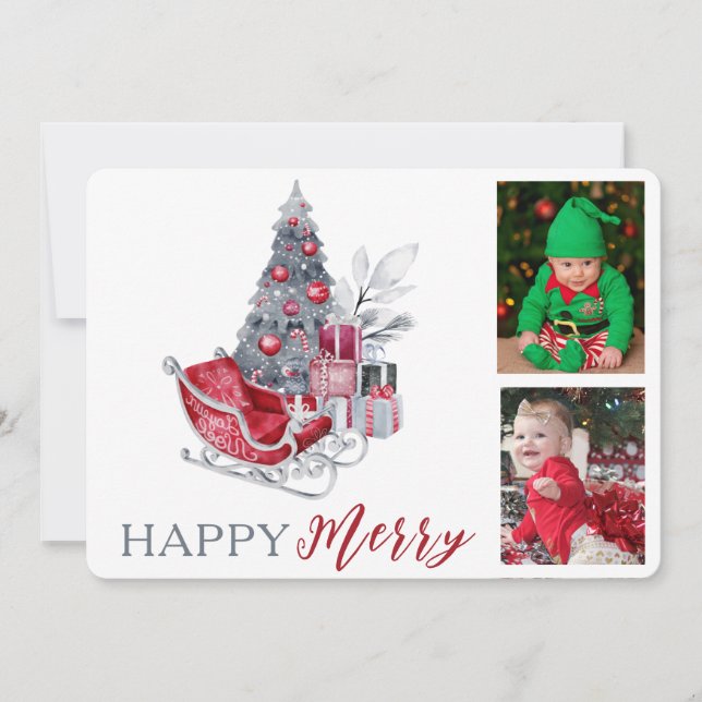 Happy Merry Kids Family Photo Christmas Holiday  (Front)