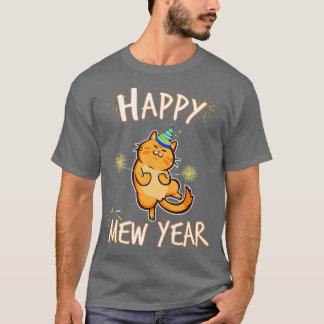 Happy Mew Year 2021 Funny Cat New Years Eve Party  T-Shirt