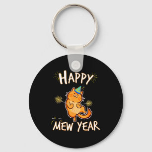 Happy Mew Year 2025 Funny Cat New Years Eve Party  Key Ring