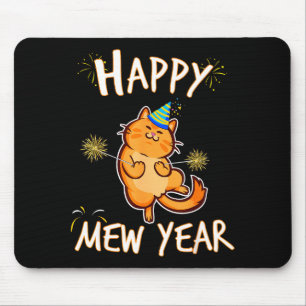 Happy Mew Year 2025 Funny Cat New Years Eve Party  Mouse Pad