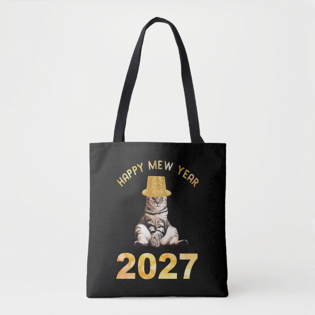 Happy Mew Year 2027 Tote Bag (Front)