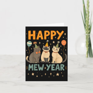 Happy Mew Year Cat Party Card