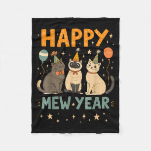 Happy Mew Year Cat Party Fleece Blanket
