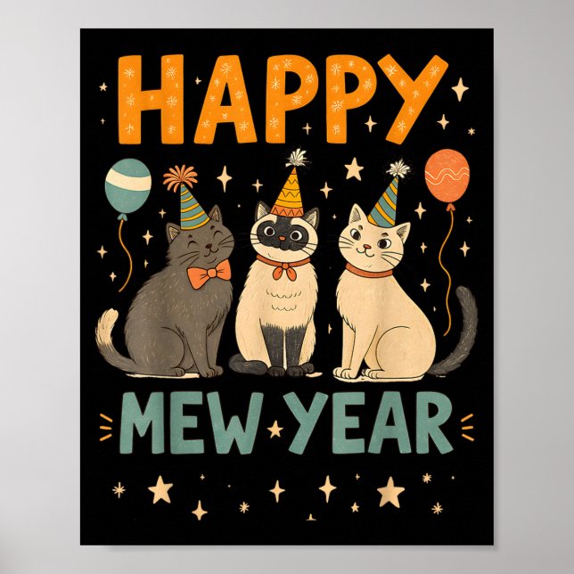 Happy Mew Year Cat Party  Poster (Front)