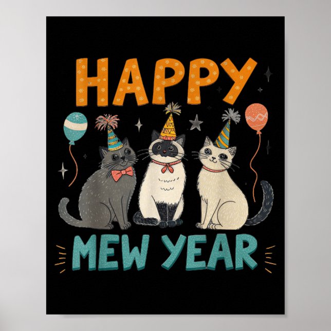 Happy Mew Year Cat Party  Poster (Front)