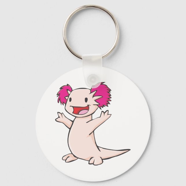 Happy Mexican Axolotl Cartoon Key Ring (Front)
