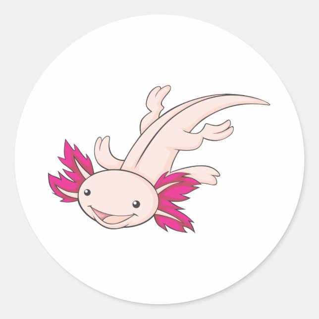 Happy Mexican Axolotl Classic Round Sticker (Front)