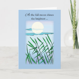 Happy Mid Autumn Festival Full Moon Light Blue Card