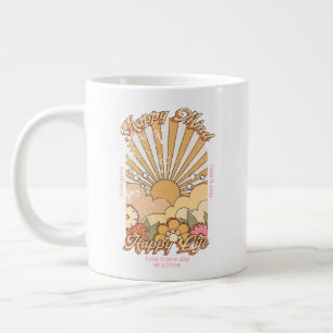 Happy Mind Happy Life Hippy Groovy Vibes Large Coffee Mug