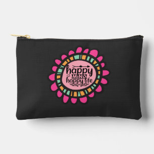 Happy Mind Happy Life Motivational Graphic design Accessory Pouch