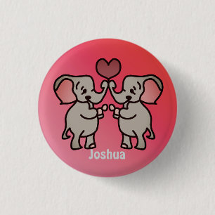 Happy Minimalist Elephants with a Heart Love 3 Cm Round Badge