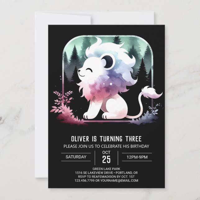 Happy Minimalist Lion Birthday  Invitation (Front)