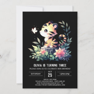Happy Minimalist Tiger Birthday  Invitation