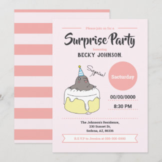 Happy Mole Surprise Birthday Party, Peach Pink Invitation