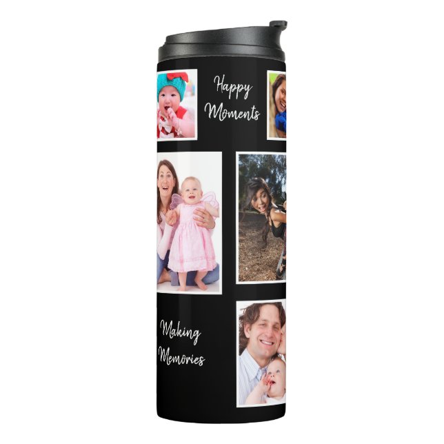 Happy Moments Dark Background Photo Collage Thermal Tumbler (Rotated Left)
