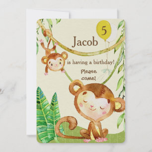 Happy Monkey Birthday Invite