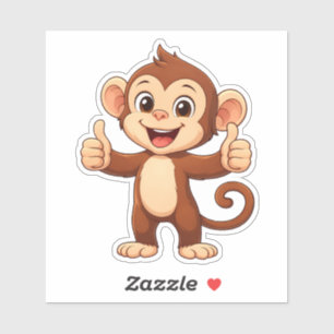Happy Monkey Cartoon Custom-Cut Vinyl Sticker