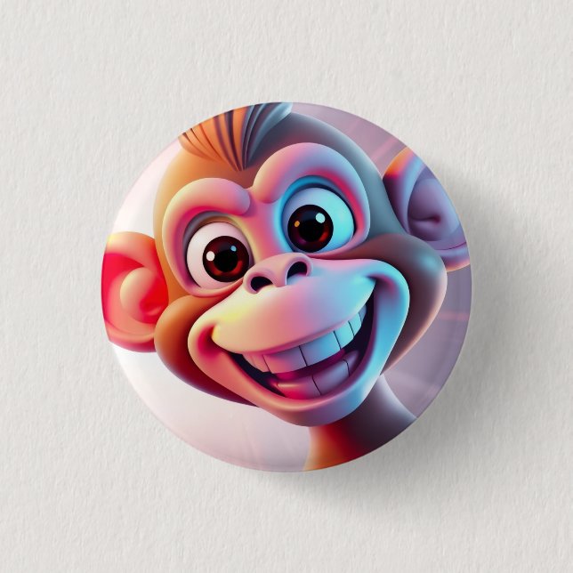Happy Monkey Jungle Vibes 3 Cm Round Badge (Front)